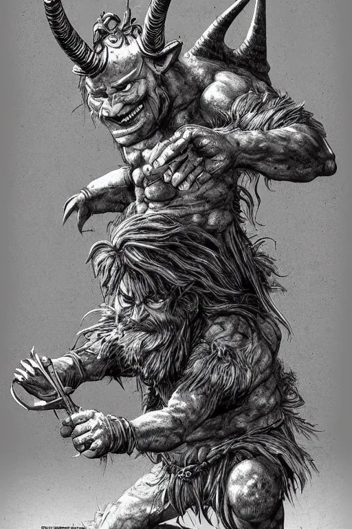 Image similar to hunched troll with a horn on his head, fantasy, highly detailed, digital art, sharp focus, trending on art station, kentaro miura manga art style