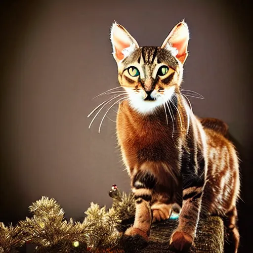 Image similar to a feline reindeer - cat - hybrid, animal photography