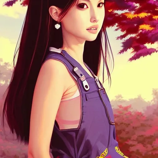 Prompt: a beautiful young japanese natalie portman alluring gravure model, wearing elegant designer overalls, elegant overalls with mesoamerican patterns, mesoamerican native street fashion, princess mononoke, by and wlop and ilya kuvshinov and artgerm and, aesthetic, gorgeous, stunning, alluring, attractive, artstation, pinterest, digital art