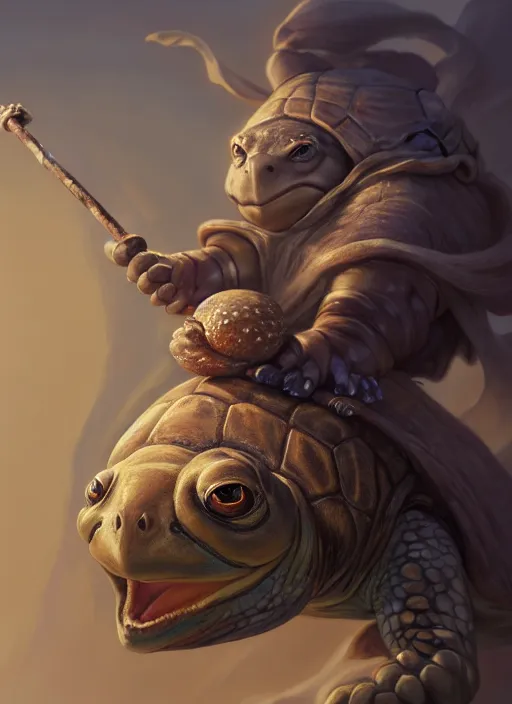 Image similar to cute wise sage anthropomorphic turtle holding a staff, subsurface scattering, by jesper ejsing, justin gerard, tomasz alen kopera, cgsociety and fenghua zhong, highly detailed, rim light, cinematic lighting, illustration, art, octane render, very coherent, cinematic, hyper realism, high detail, octane render, 8 k