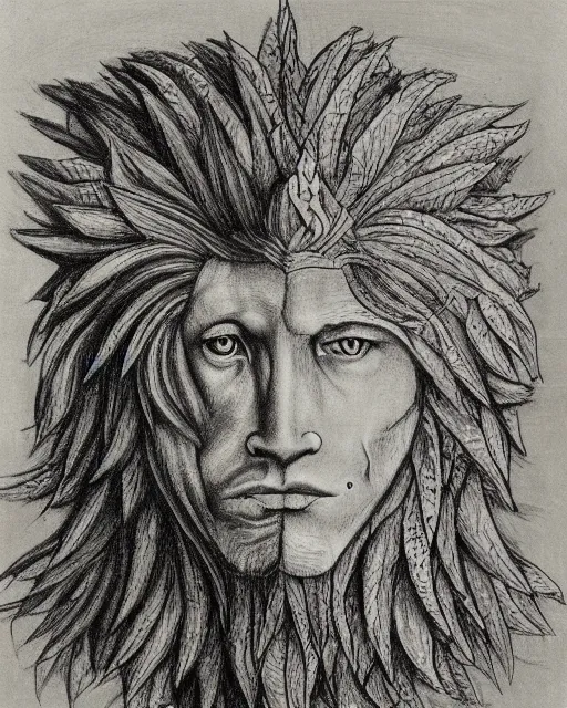 Image similar to human / eagle / lion / ox hybrid. drawn by da vinci