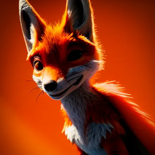 Image similar to weta disney pixar movie still macro close photo of cute anthropomorphic vulpes vulpes fulva wearing batman costume : : by weta, greg rutkowski, wlop, ilya kuvshinov, rossdraws, artgerm, octane render, iridescent, bright morning, anime, liosh, mucha : :