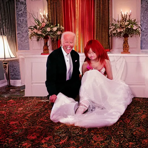 Prompt: professional photograph of Joe Biden and Asuka Langley getting married, very detailed, very intricate, 8k,