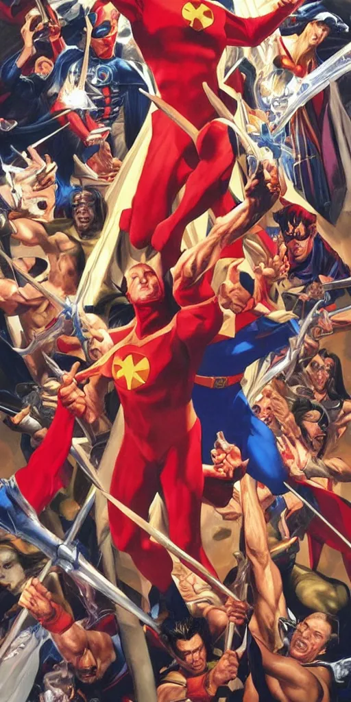 Image similar to A Kingdom Come cover by Alex Ross, oil painting