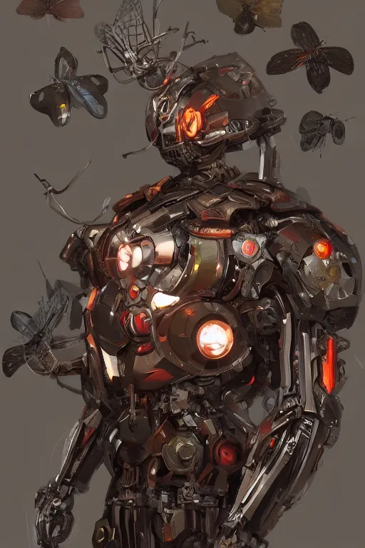 Image similar to mechanical moth man, artstation