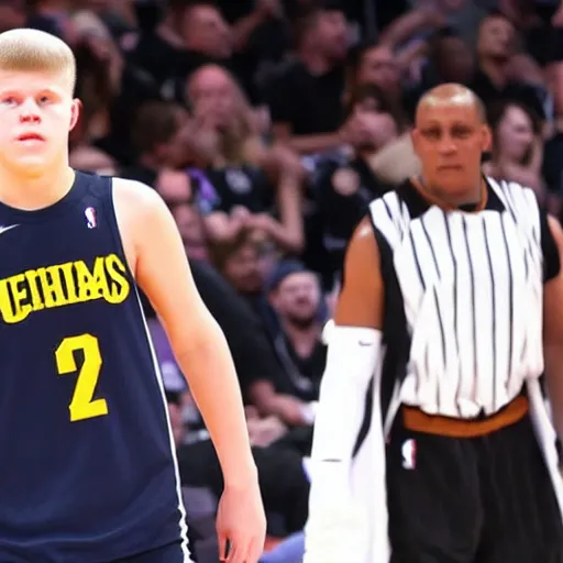 Prompt: yung lean playing in the nba