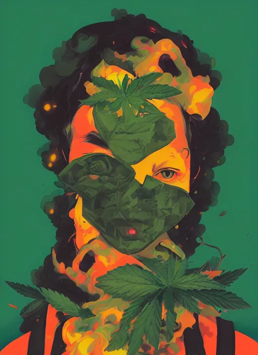 Image similar to profile picture by sachin teng x ofwgkta, marijuana, organic painting, smoke clouds, asymmetrical, green, matte paint, hard edges, energetic