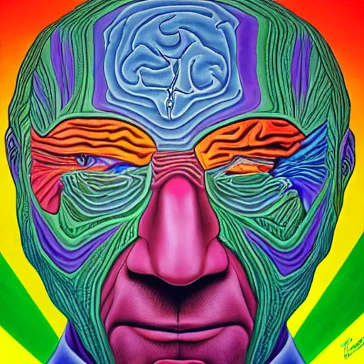 Image similar to joe biden fighting climate change by alex grey green purple orange color palette very detailed clear focus