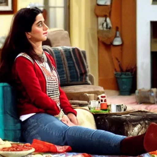 Image similar to kurdish girl watching friends on tv