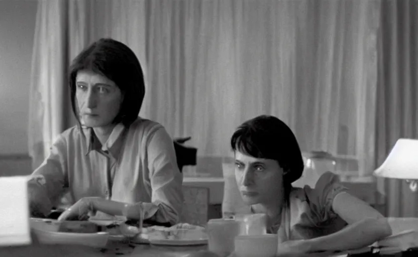 Image similar to a still from a movie directed by chantal akerman, high quality, very detailed,