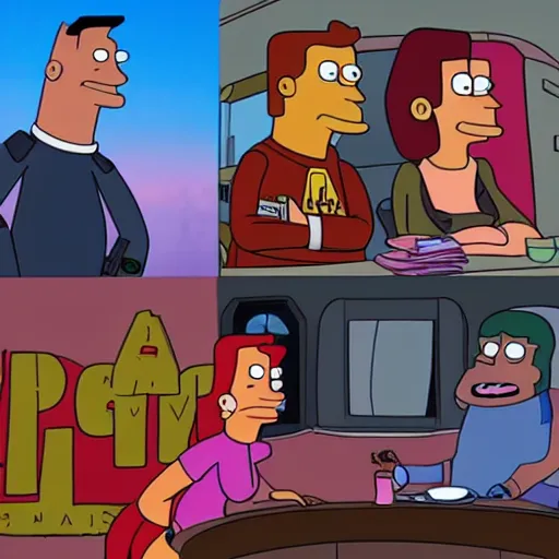 Image similar to big budget futurama movie with real life actors, live action, photorealistic