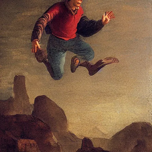 Image similar to man jumping by Leonardo