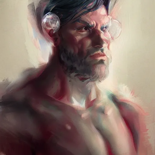 Image similar to a powerful psychic man emitting psychic powers, by sabbas apterus,