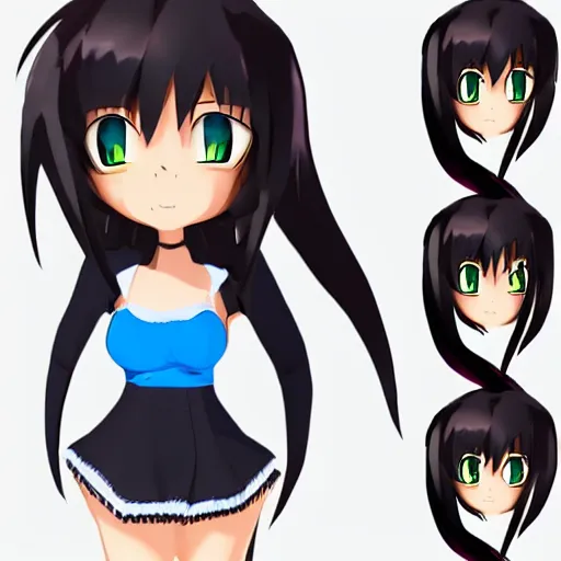Image similar to 3 d model of anime girl, cel shading, toon shading, cel - shading
