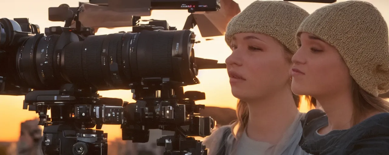 Prompt: a 3 / 4 mid close up shot of a person in a mcdonald's commercial filmed by autumn durald at sunset with an alexa lf and panavision t - series anamorphic 4 0 mm lens at t 2. 0