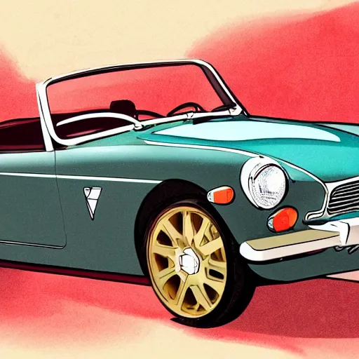 Image similar to illustration of a vintage mgb as an autobot