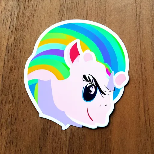 Prompt: sticker. a beautiful unicorn vomits a rainbow