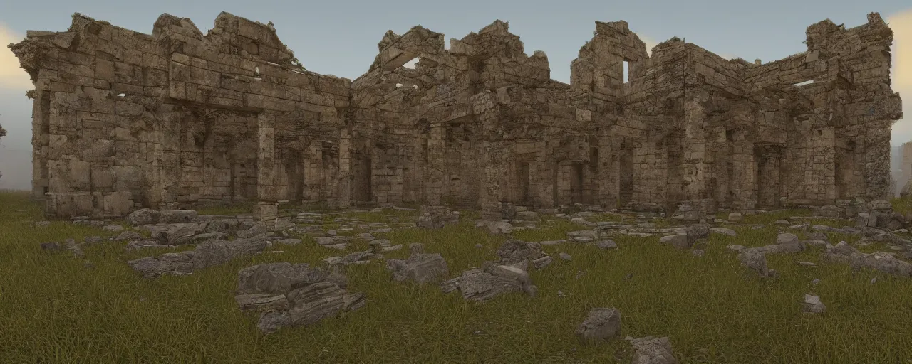 Image similar to ancient ruined brutialist megastructures, partially operational, james gurney, peder severin kroyer, unreal engine, detailed, nighttime.