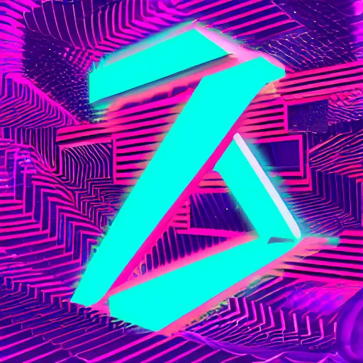 Image similar to abstract logo, vaporwave, letters a and w fusion