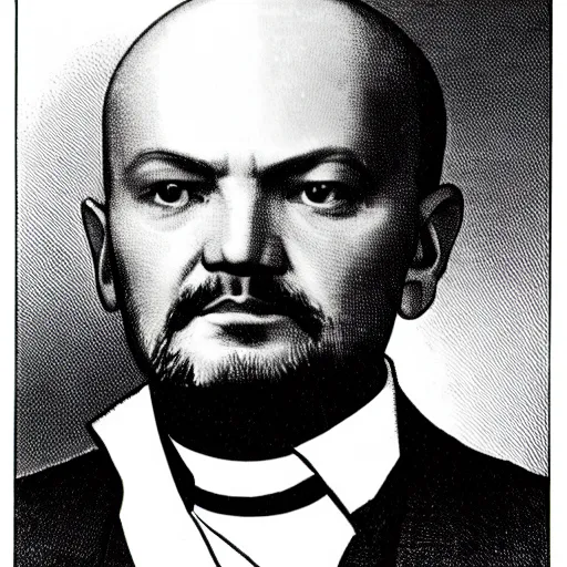 Prompt: beautiful potrait of lenin-cyborg