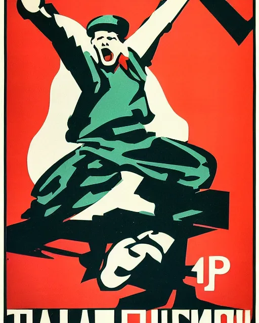 Prompt: soviet propaganda poster of an angry communist developer yelling at his computer