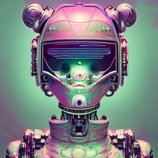 Image similar to a fluffy cyberpunk robot fractal:: by Martine Johanna and Simon Stålenhag and Chie Yoshii and Casey Weldon and Guillermo del toro :: ornate, dynamic, particulate, pastel colors, intricate, elegant, highly detailed, centered, artstation, smooth, sharp focus, octane render, 3d