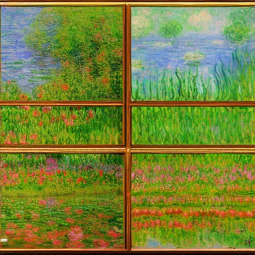 Prompt: a painting by monet ( ( ( tetris ) ) )