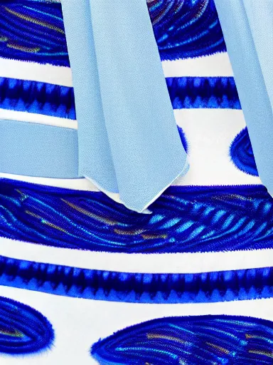 Prompt: studio photograph of a beautiful skirt, blue and white color scheme, vivid colors, photorealist, 4 k