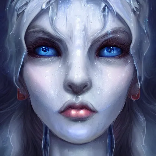 Prompt: a portrait photo of an ice elemental, human features, extremely detailed, beautiful portrait, fantasy art
