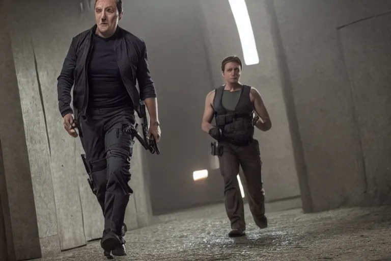 Prompt: a film still of Peter Serafinowicz in Mission: Impossible IX, high quality