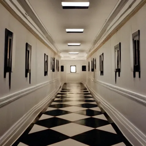 Image similar to a stanley kubrick hallway