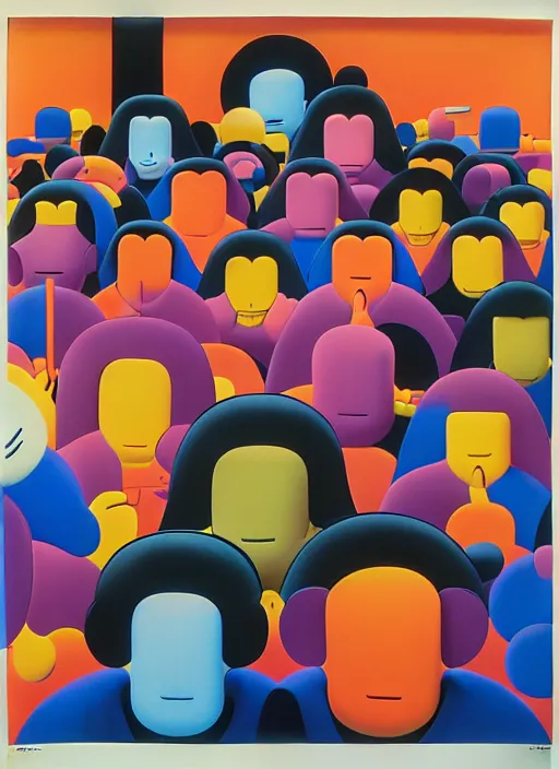 Image similar to men listening to music by shusei nagaoka, kaws, david rudnick, airbrush on canvas, pastell colours, cell shaded, 8 k