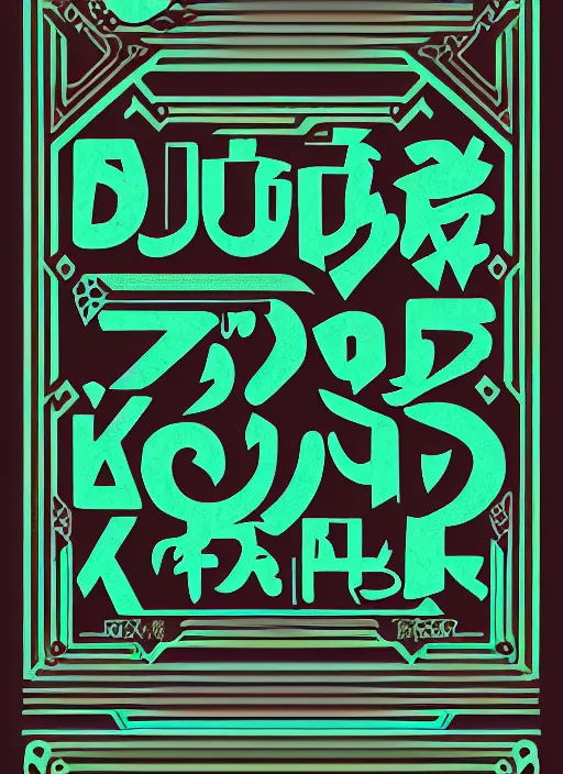 Image similar to poster design with duochrome vintage typographic Japanese katakana, black and teal colour palette, layout design, illustrator vector graphics