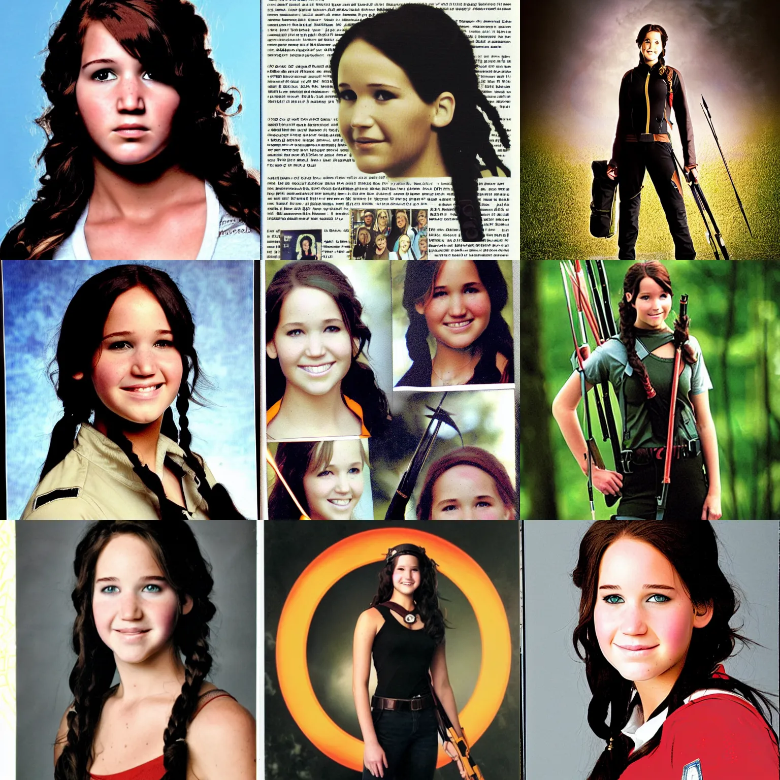 Prompt: high school yearbook photo of katniss everdeen, 2 0 0 9