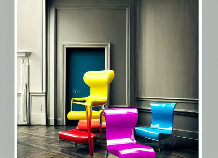 Image similar to a chair designed by jeff koons, interior design magazine photography