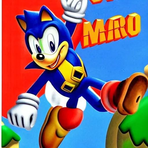 Image similar to 1940s disney film about super mario and sonic the hedgehog