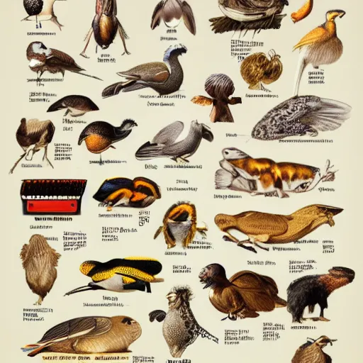 Image similar to an illustrated field guide to different electric toasters showing examples of males and females of each species, biological illustrations, art by john james audubon robert stebbins and terryl whitlatch and david sibley and charles darwin, highly detailed, intricately detailed, 8 k, trending on artstation