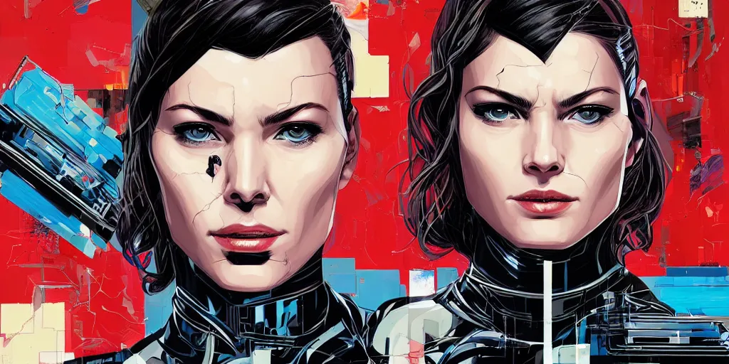 Prompt: a portrait of a single female android, by MARVEL comics and Sandra Chevrier, 4k