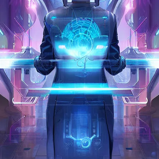 Image similar to Android Netrunner, digital painting, card game illustration, Android Netrunner