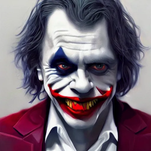 Image similar to mark hamill as the joker! mark hamill. luke skywalker, oil painting, artgerm, artstation, highly detailed, portrait