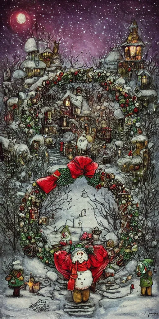 Image similar to a christmas wreath scene by alexander jansson