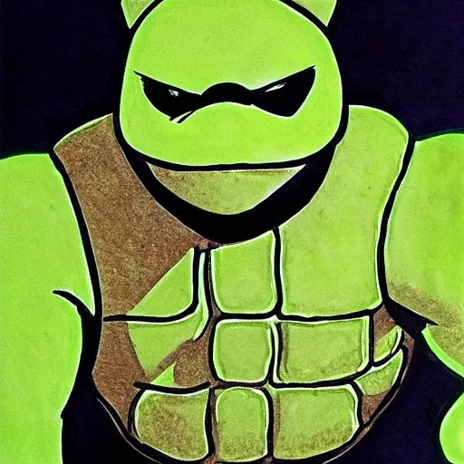 Prompt: a ninja turtle by michelangelo