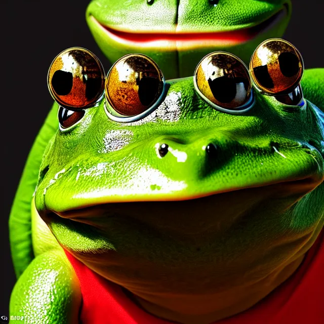 Image similar to man wearing a frog head, highly detailed, 4 k, hdr, smooth, sharp focus, high resolution, award - winning photo, boris valejo, photorealistic