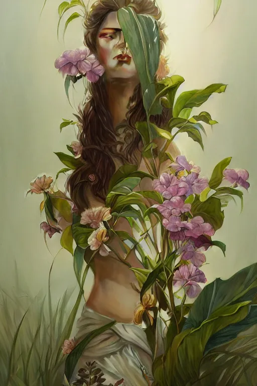 Prompt: ultra realistic illustration, banana plants drawing and flowers, elegant, highly detailed, digital painting, concept art, smooth, sharp focus, illustration, art by greg rutkowski and alphonse mucha