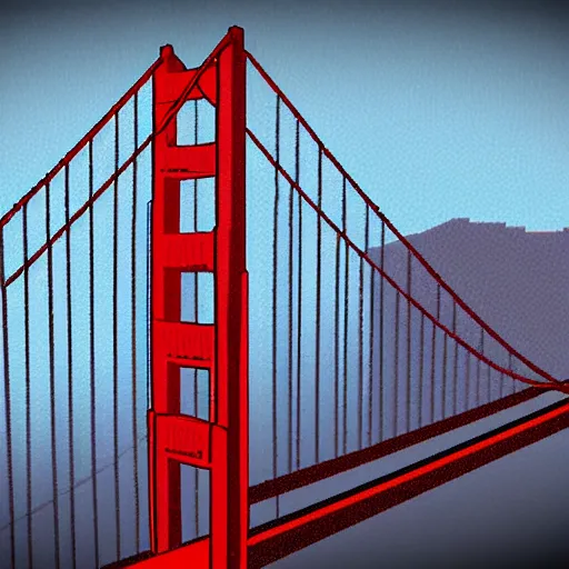 Image similar to pixel art of san francisco golden gate bridge