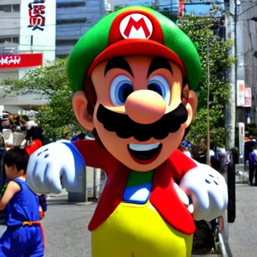 Image similar to photo of super mario in kyoto