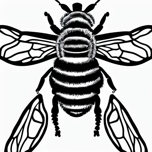 Image similar to black and white illustration, creative design, bee