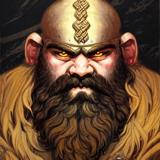 Image similar to portrait painting of a dwarven berserker, sharp focus, high symmetry, award - winning, trending on artstation, masterpiece, highly detailed, intricate. art by rebecca guay