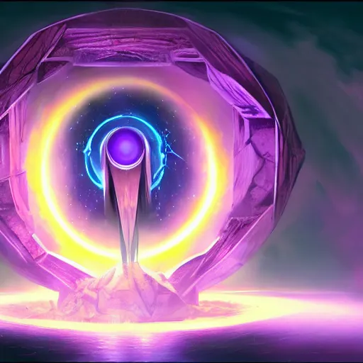 Prompt: portal to a parallel dimension, flashes of purple light, purple flames, sci-fi, detailed, concept art, artstation