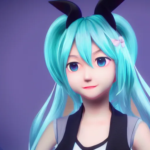 Image similar to hatsune miku in fallguys, unreal engine 5, super detailed, ultra graphics